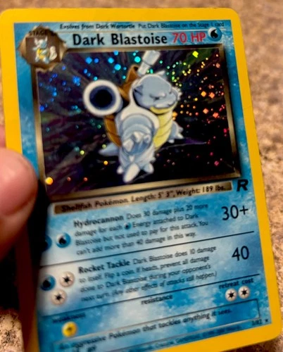 Dark Blastoise 2000 Pokemon Team Rocket Holo-Foil Rare #3/82 (MP) SWIRL See Pics
