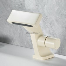 Contemporary Art Waterfall Basin Mixer Tap Single Lever Deck Mounted Brass Fauce