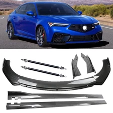 Carbon Fiber Look Front Bumper Lip Spoiler For Acura Side Skirt Body Kit