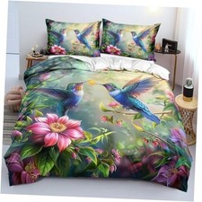 Hummingbird Duvet Cover Size Green Floral Bird Queen Green Hummingbird