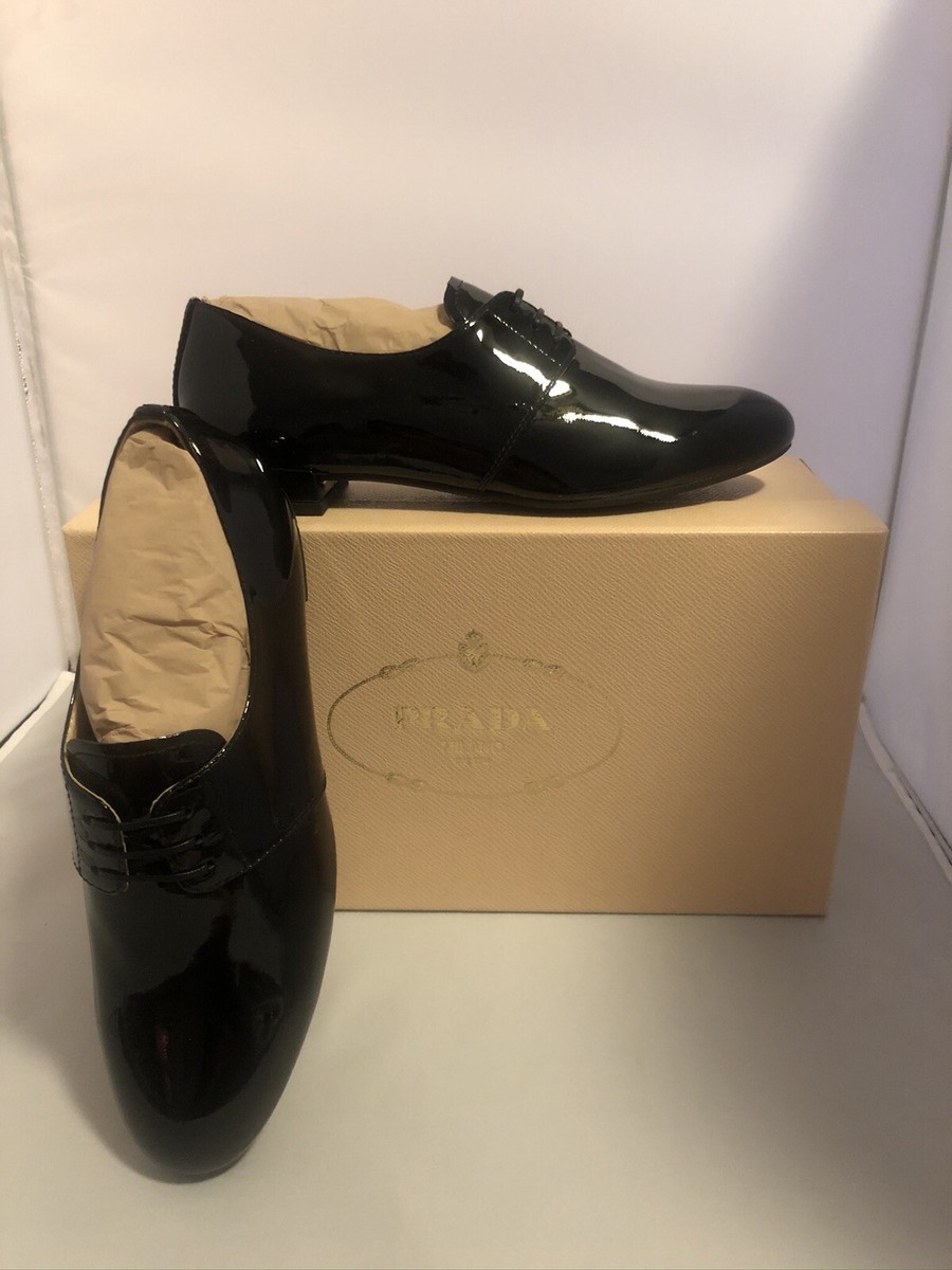 PRADA Women Black Patent Leather Laced Shoes Oxford 36 | eBay
