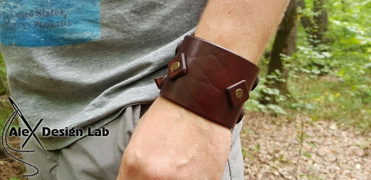 Wide leather cuff Men s Johnny Depp style bracelet extra class
