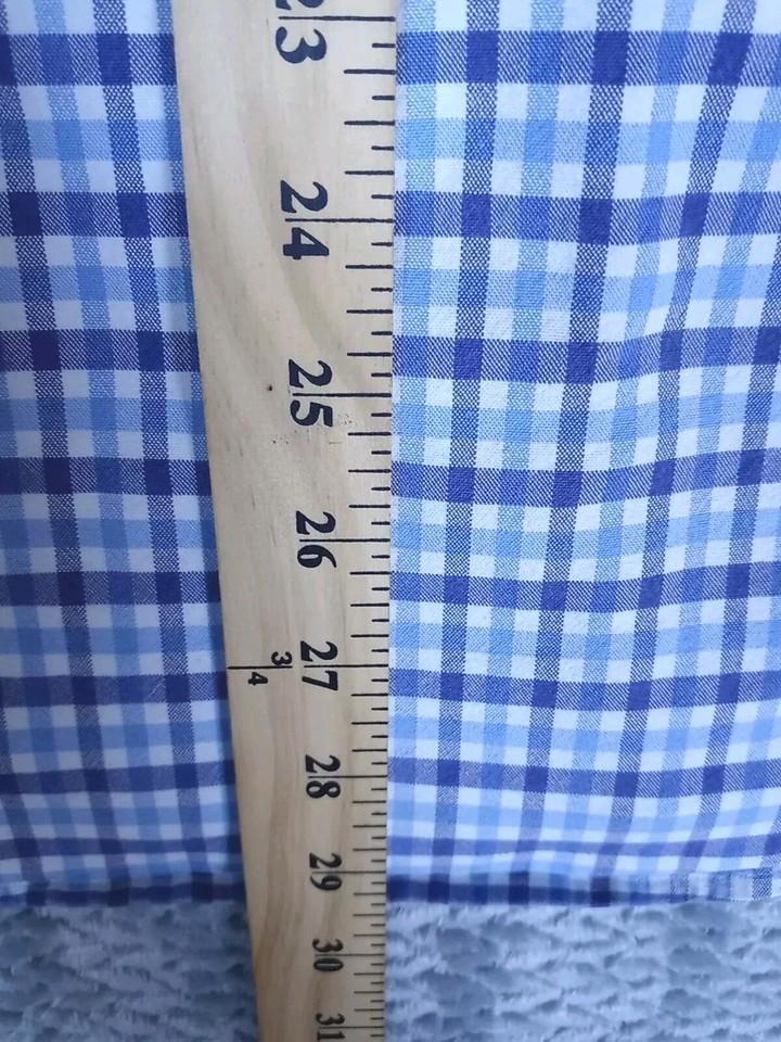 Ralph Lauren Shirt Mens Large Slim Fit Blue Plaid Stretch Oxford Long