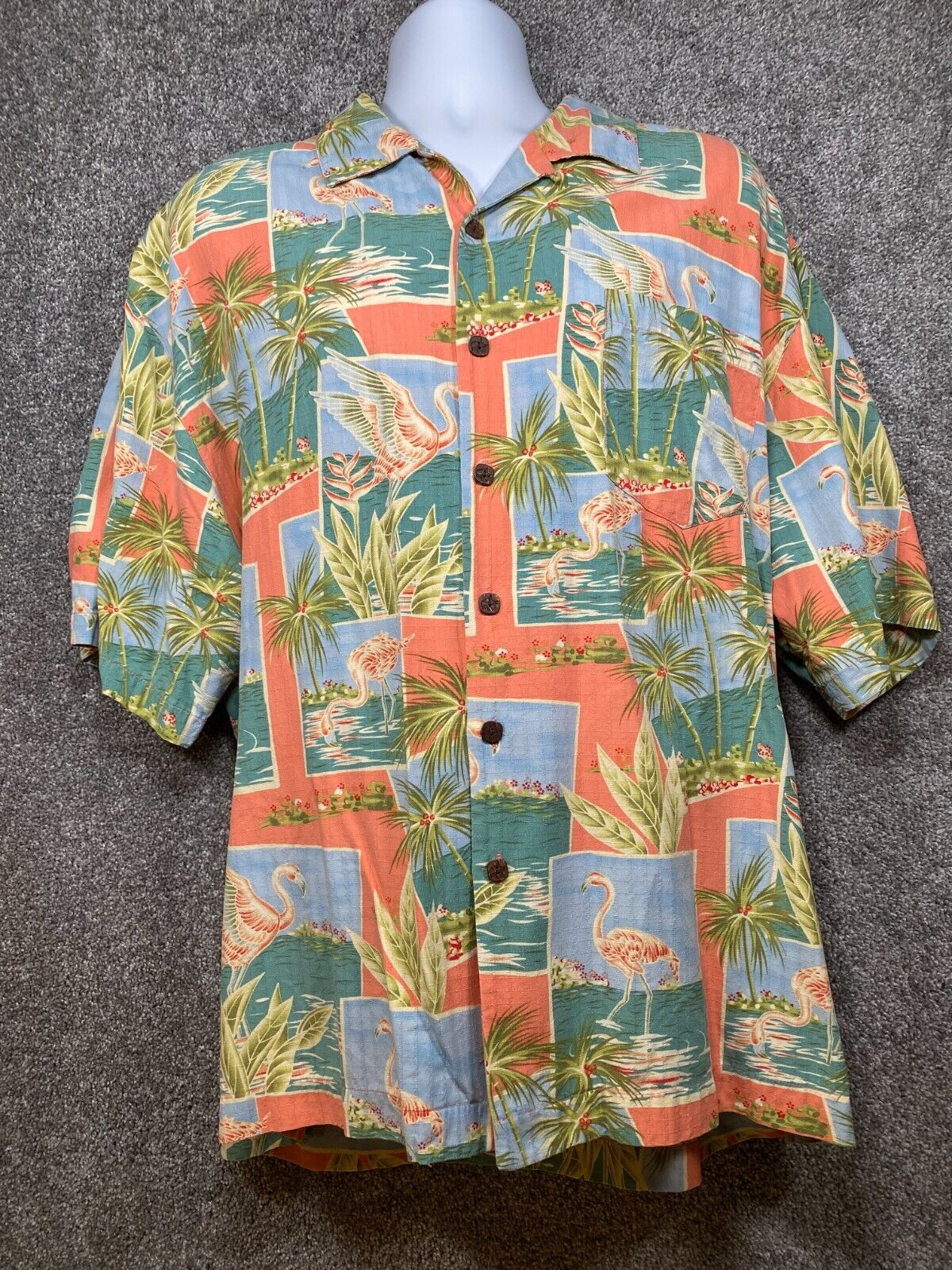Bermuda Bay Mens XXL 100% Silk Hawaiian Shirt Sho… - image 1