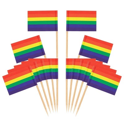 100 Pack Toothpick Flags Rainbow Solid Red Pirate Flags Labeling Marking