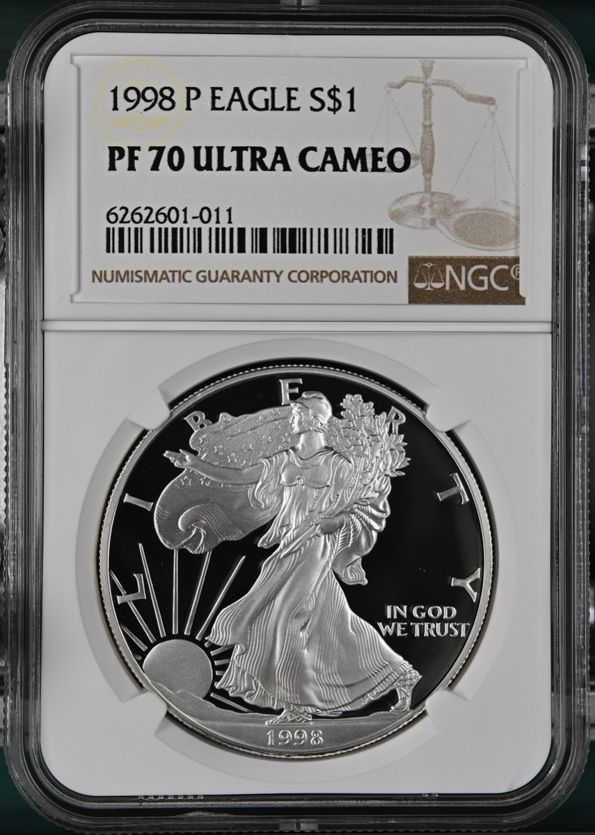 1998-P American Silver Eagle 1 Oz PF70 UCAM NGC Brown Label | eBay