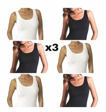 Canotte microfibra donna 3pz canottiera spalla larga canotta top bianco nero