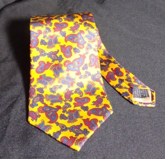 018-TIE RACK - PAISLEY MOSTAZA ROJO AZUL ESTAMPADO - ¡CORBATA HECHA EN REINO UNIDO! Foto 4 de 4