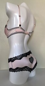 NEW Victoria's Secret Tease Push Up Bra & Cheeky Panty Set Pink Black