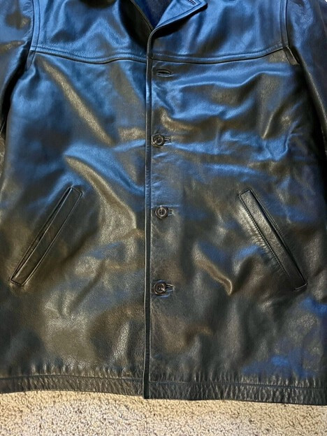 J.CREW Vintage Men's Leather Black Insulated 1990s Car Coat J.CREW Vintage Men's Leather Black Insulated 1990s Car Coat