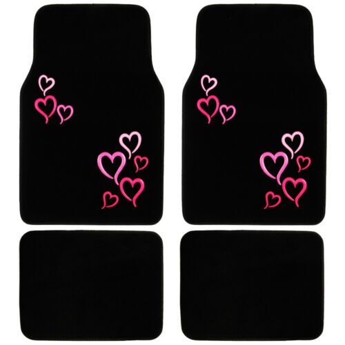 4pc Beautiful Red Hearts Heavy Duty Car Carpet Floor Mats Front & Rear Set - Bild 1 von 7