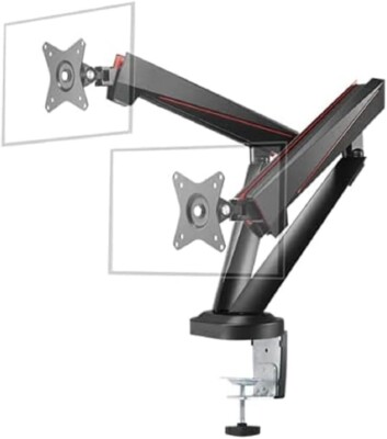 Deltaco 17''-32'' Bildschirme Dual PC Monitor Arm Halterung Schreibtisch Ständer Halterung mit Klemme
