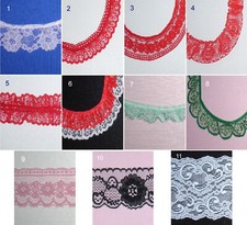 Ruffled Red Lace Trim 2 - 12 Yards x 1/2 - 4" Pink Green 200X CLOSEOUT