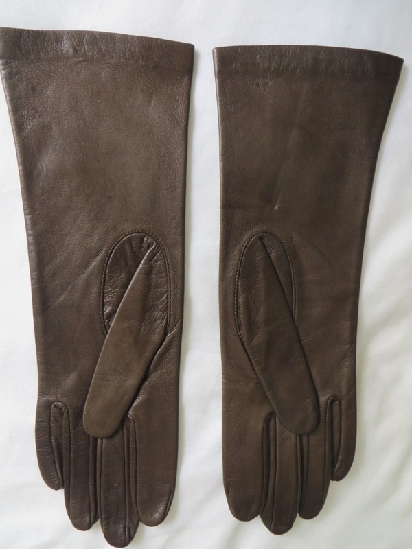 VINTAGE ARIS BROWN LEATHER GLOVES SILK LINED SIZE 6 1/2 EXCELLENT
