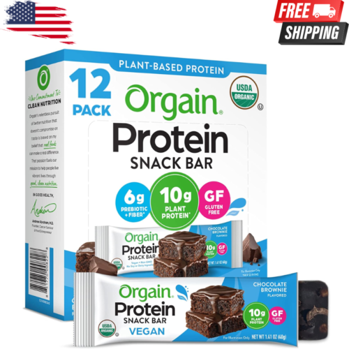 Vegan Protein Bars, Chocolate Brownie, 10g Protein, 12 Pack