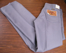 NOS VTG Wrangler Wrancher Gray Dress Polyester Jeans Pants USA Made size 34x31