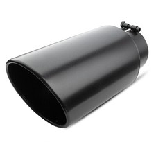 5 Inlet 7 Outlet - 15 Long Stainless Steel Rolled Edge Exhaust Tip Black Pipe