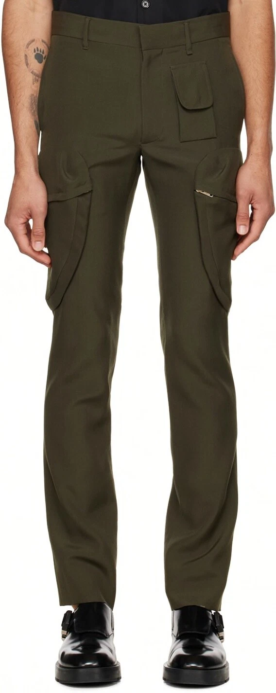 UltraRare & Great Givenchy AW22 Military Green Slim Fit Wool Twill Cargo Pants