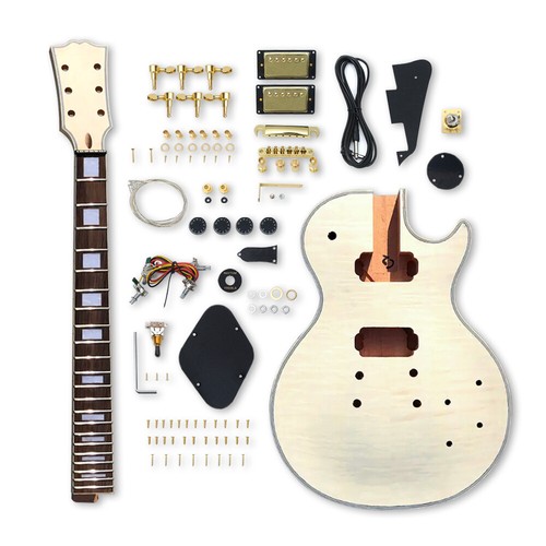 Kit Guitare DIY – Manche 22 Frettes Acajou + Corps Semi-Creux Acajou/Érable – Incrustations Oiseaux