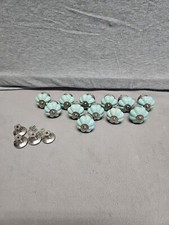 Ceramic Drawer Knobs Cabinet Pulls Blue Round Shaped 1-1/2"W Set of 12 NEW T3