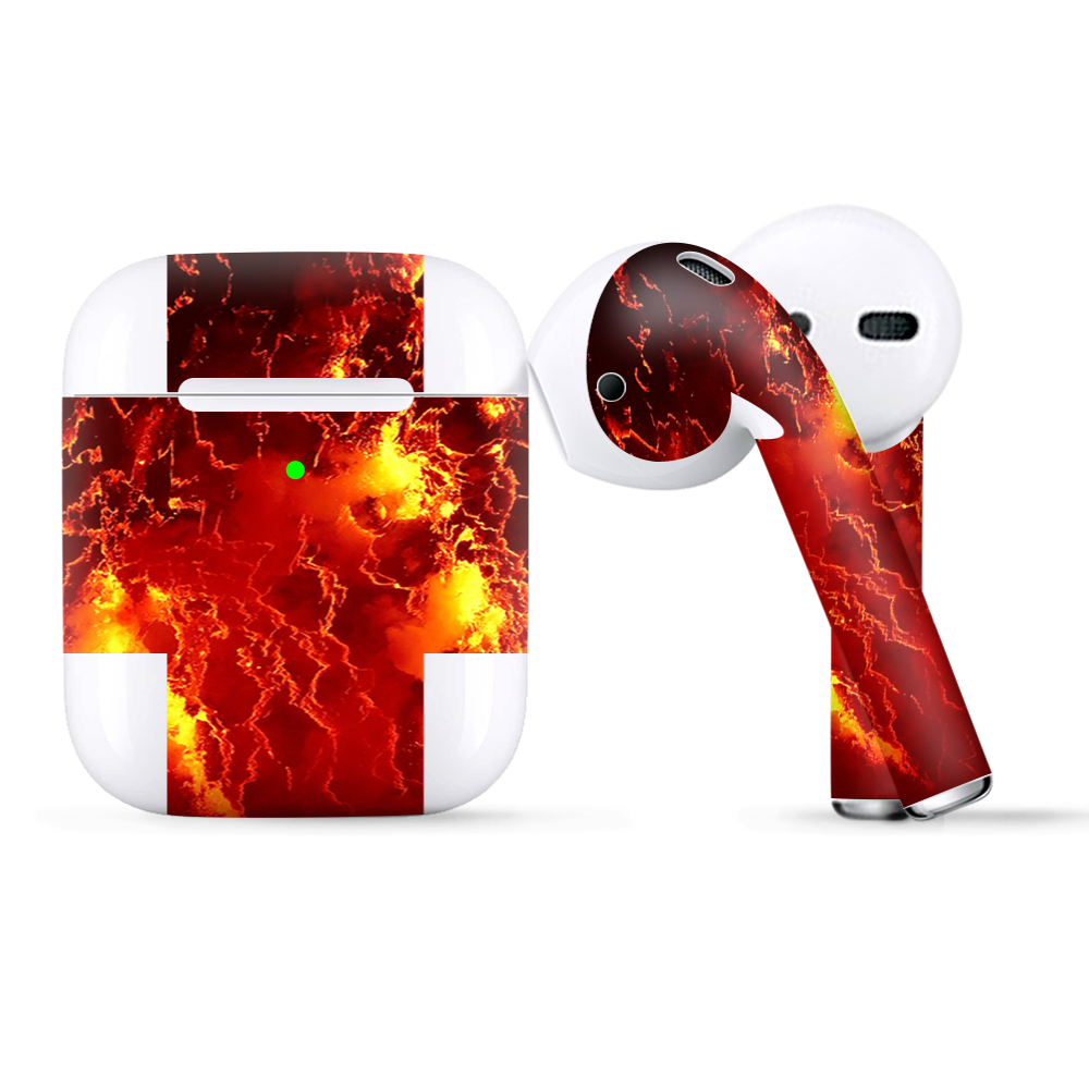 Skins Wraps compatible for Apple Airpods Fire Lava liquid flowing