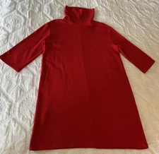 Zara-Red Long Sleeve Sweat dress -Expandable Collar-Bright Red-Size M