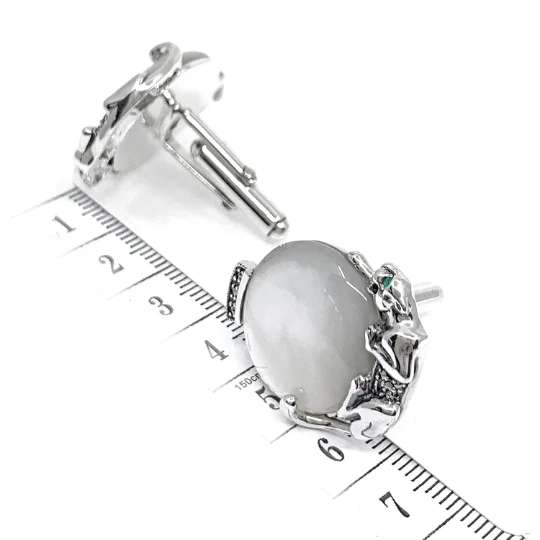 PANTHER CUFFLINKS, MOTHER OF PEARL 925 SILVER FROM ARI D NORMAN, FATHER'S DAY — 第 2/4 张图片