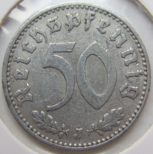 Moneda Imperio Alemán 3. Reich 50 Reichspfennig 1939 J en muy bonito - Imagen 1 de 2