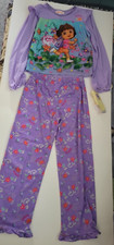 Girls Dora Explorer Purple 2 Piece Pajama Set Uamonos Let's Go Size 8