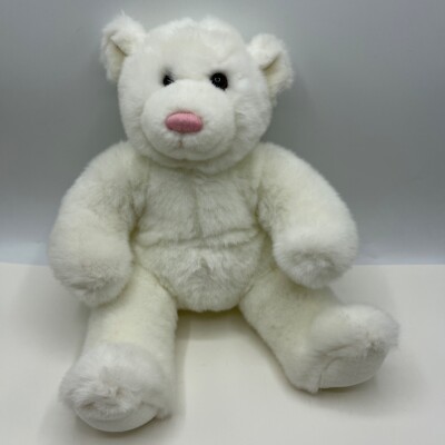 Build a Bear White Teddy Bear Pink Nose Plush 13''