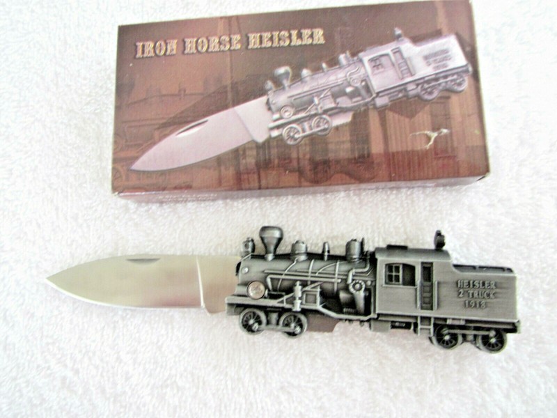 Die Cast IronHorse Heisler Stemwinder Steam Locomotive Collectible Knife