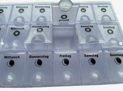 GROßE Pillendose 21 Fächer Medikamentenbox 7 Tage Tablettenbox Tablettendose