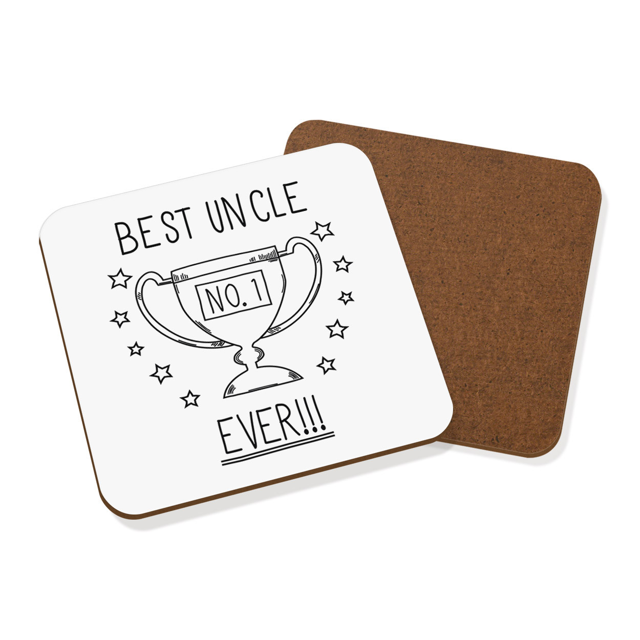 Best Uncle Ever No.1 Trophy Coaster Drinks Mat - Funny Favourite Family