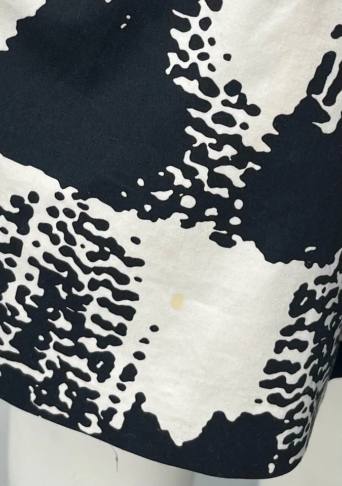 Vestido Max Mara MANCHADO Negro/Blanco Estampado Sin Mangas Algodón Plisado Talla 12 Foto 2 de 4