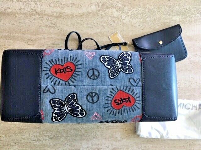 eva large embroidered denim tote bag