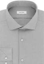 Calvin Klein Mens Extra Slim Fit Dress Shirt in Grey Size Small