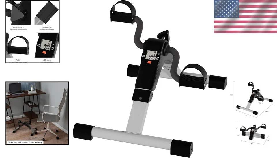 Portable Folding Under Desk Pedal Exerciser with Electronic Display & Resistance - Image 2 of 4