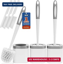 Toilet Brush, 3 Pack Toilet Brush and Holder Set Bathroom Accessories, Toilet Bo