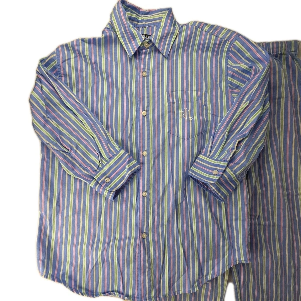 Conjunto de Pijama Lauren Ralph Lauren Rayas Coloridas Largo Completo Parte Inferior Manga 3/4 XS Foto 2 de 4
