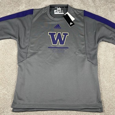 Adidas Washington Huskies Mens Medium Gray Aeroready NCAA Team Sweatshirt NWT