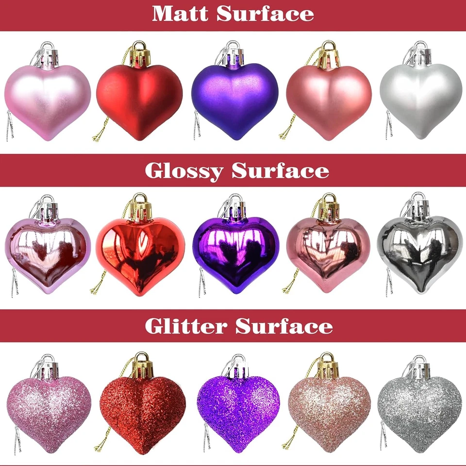 12 Piezas Adornos de Corazón Multi Acabado Adornos de Corazón Adornos Colgantes para San Valentín Foto 3 de 4