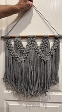 NWOT Large Macrame Wall Hanging Woven Wall Art Boho Light Gray
