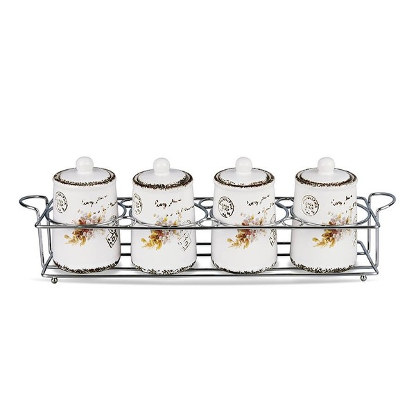 5Tlg Keramik GewüRzset GewüRzbehäLter StäNder Maestro MR-20049-04CS-image