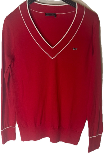 Vineyard Vines Men's  V-neck Pullover Sweater Red Cashmere Blend Size Small - Picture 1 of 9