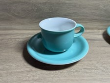 Arzberg Tasse mit Untertasse t&uuml;rkis Porzellan Set Vintage Design Klassiker 4x