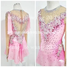 New  Ice Figure Skating Dress Figure Skating Dress For Competition pink dyeing