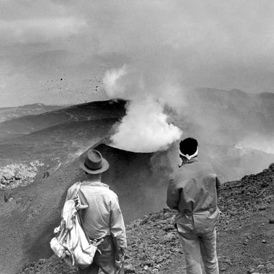 Sicily Catania Area Etna volcano eruption in July 1955 Historic Old Photo