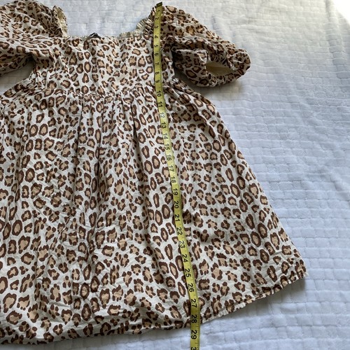 Janie And Jack Leopard Animal Print Bubble Sleeve Dress Size 12 - Picture 4 of 9