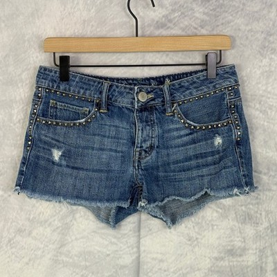 VTG Y2k American Eagle Studded Denim mini micro Shorts Womens Size 4 festival