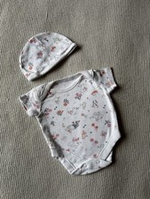 Baby Girls Newborn Set Vest Hat Mittens Floral Flowers Cotton